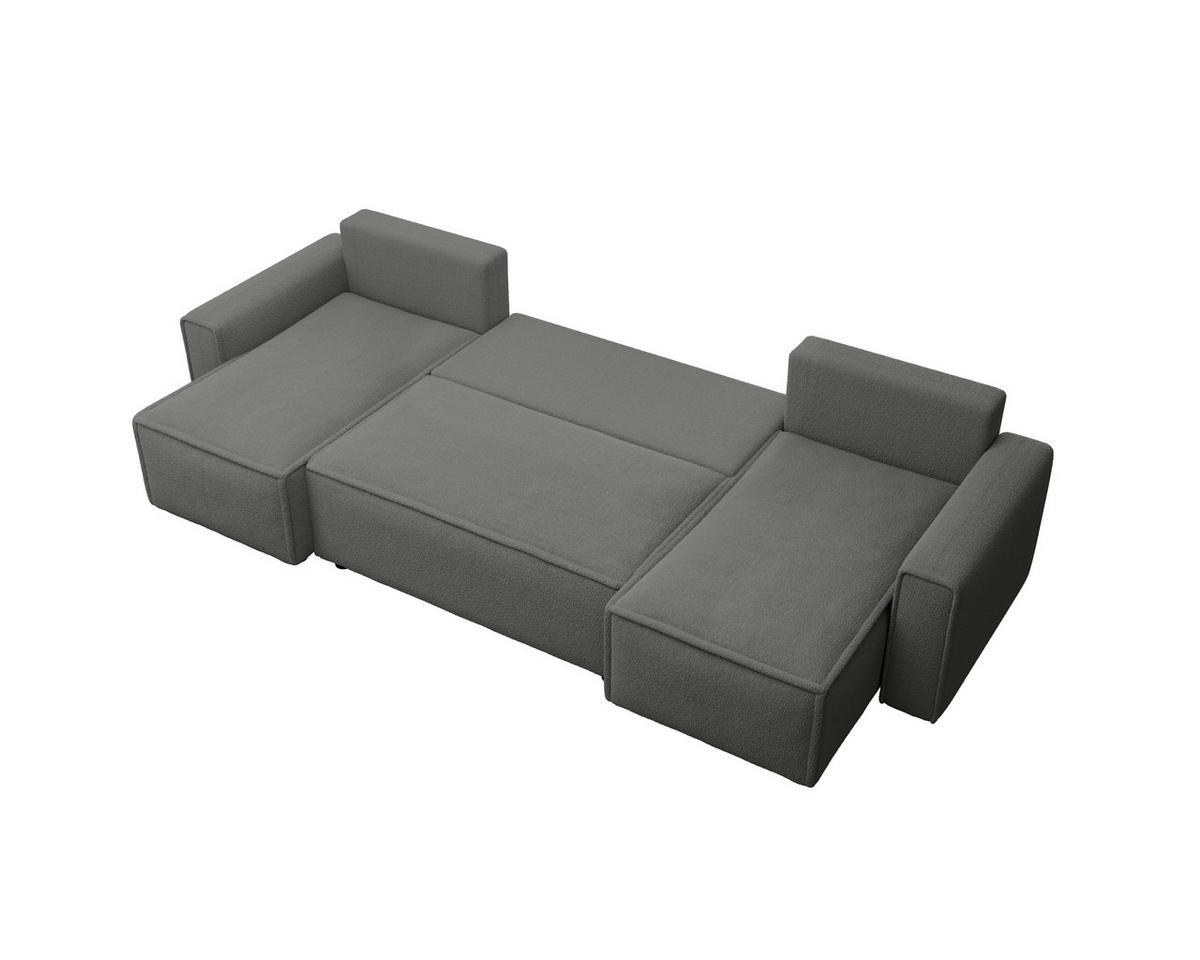 WOHNLANDSCHAFT Dunkelgrau Bouclé  - Dunkelgrau/Schwarz, MODERN, Kunststoff/Textil (140/305/140cm) - Carryhome