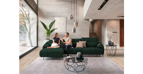 ECKSOFA in Echtleder Opal 165/313 cm - Opal/Schwarz, Design, Leder/Metall (165/313cm) - Emilio Belluti