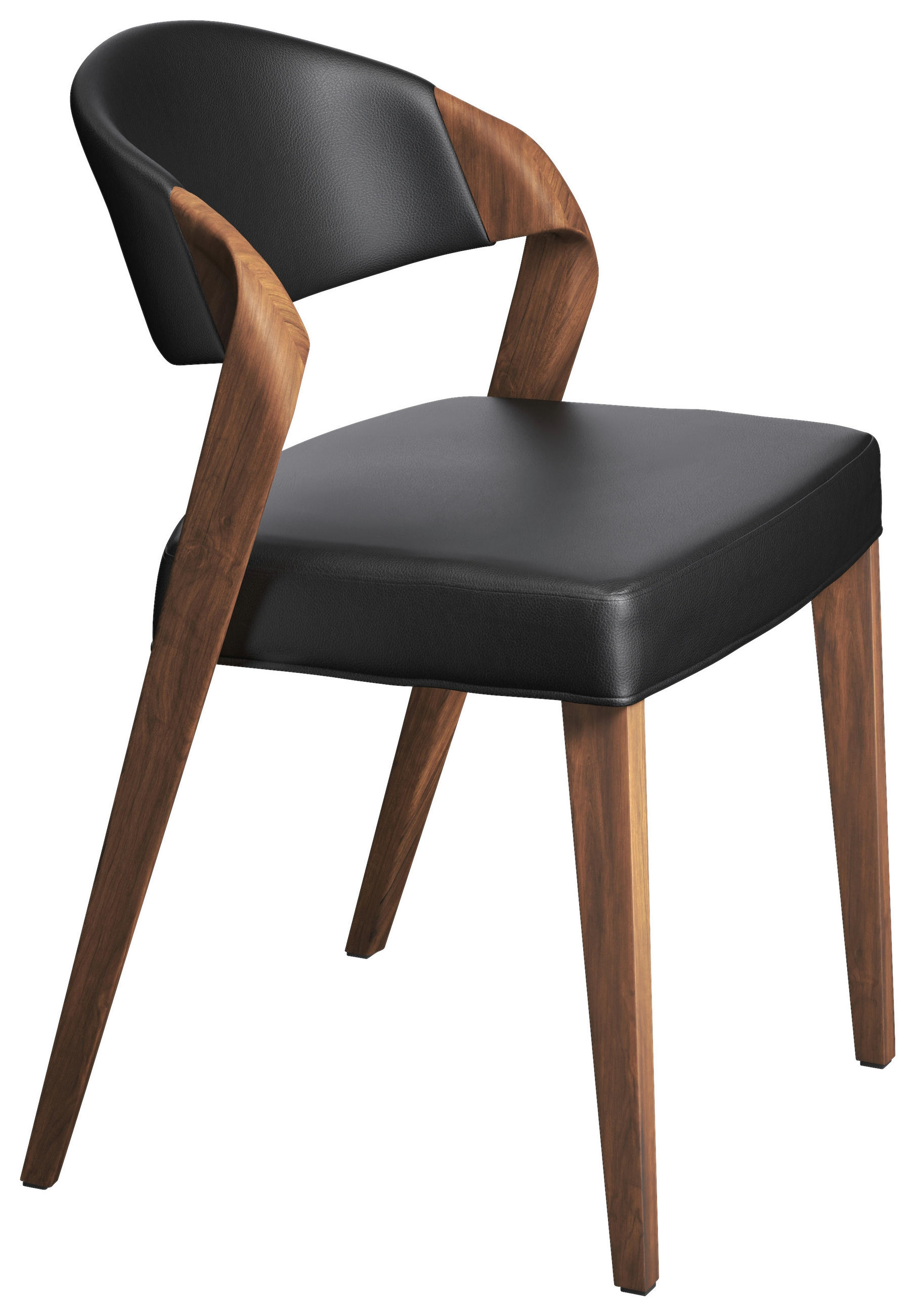 STUHL  Lederauswahl, Stoffauswahl  Kombination Echtleder/Lederlook  Schwarz, Nussbaumfarben  - Nussbaumfarben/Schwarz, Design, Leder/Holz (53/82/57cm) - Voglauer