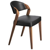 STUHL  Lederauswahl, Stoffauswahl  Kombination Echtleder/Lederlook  Schwarz, Nussbaumfarben  - Nussbaumfarben/Schwarz, Design, Leder/Holz (53/82/57cm) - Voglauer