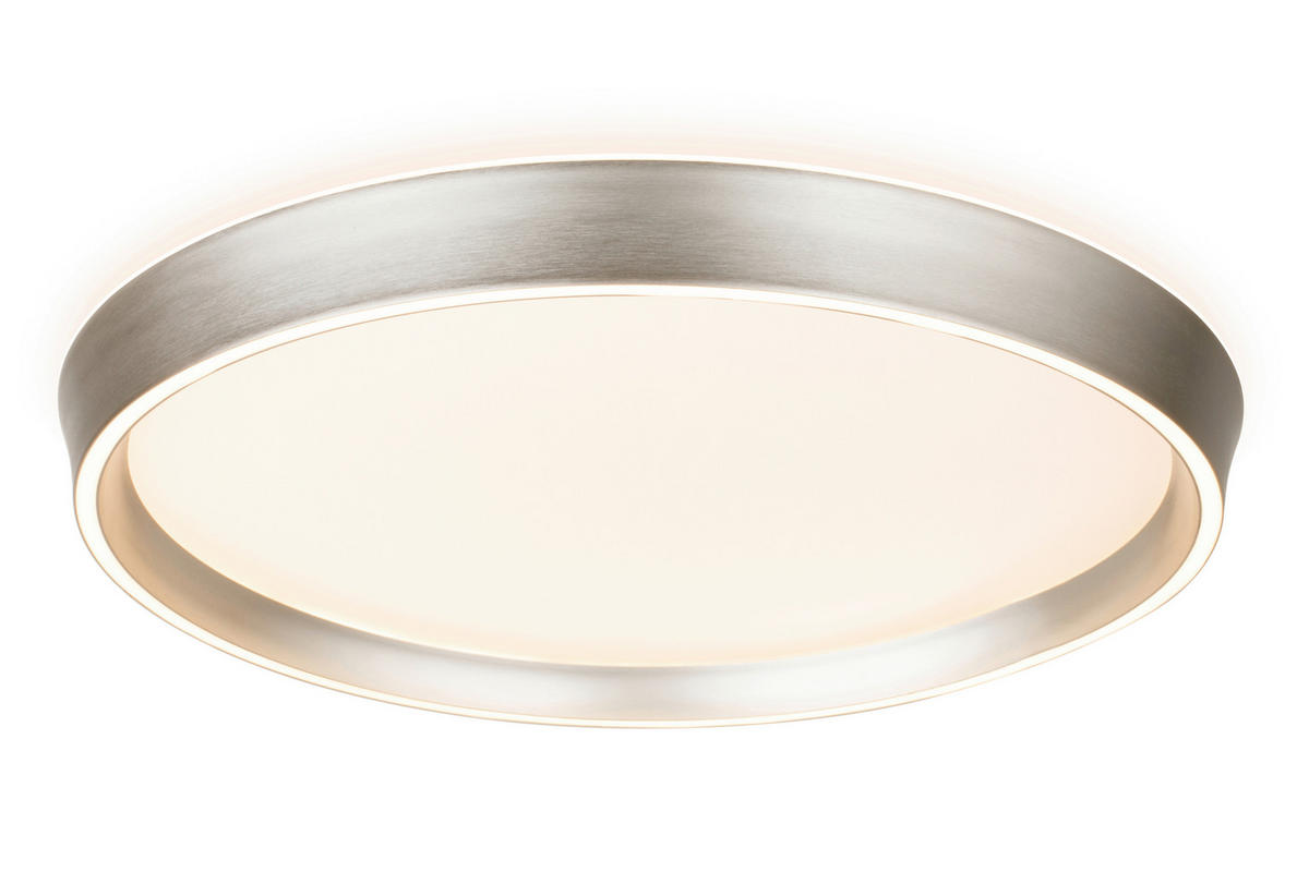 LED-DECKENLEUCHTE 49/8 cm  - Weiß/Nickelfarben, Design, Kunststoff/Metall (49/8cm) - Dieter Knoll