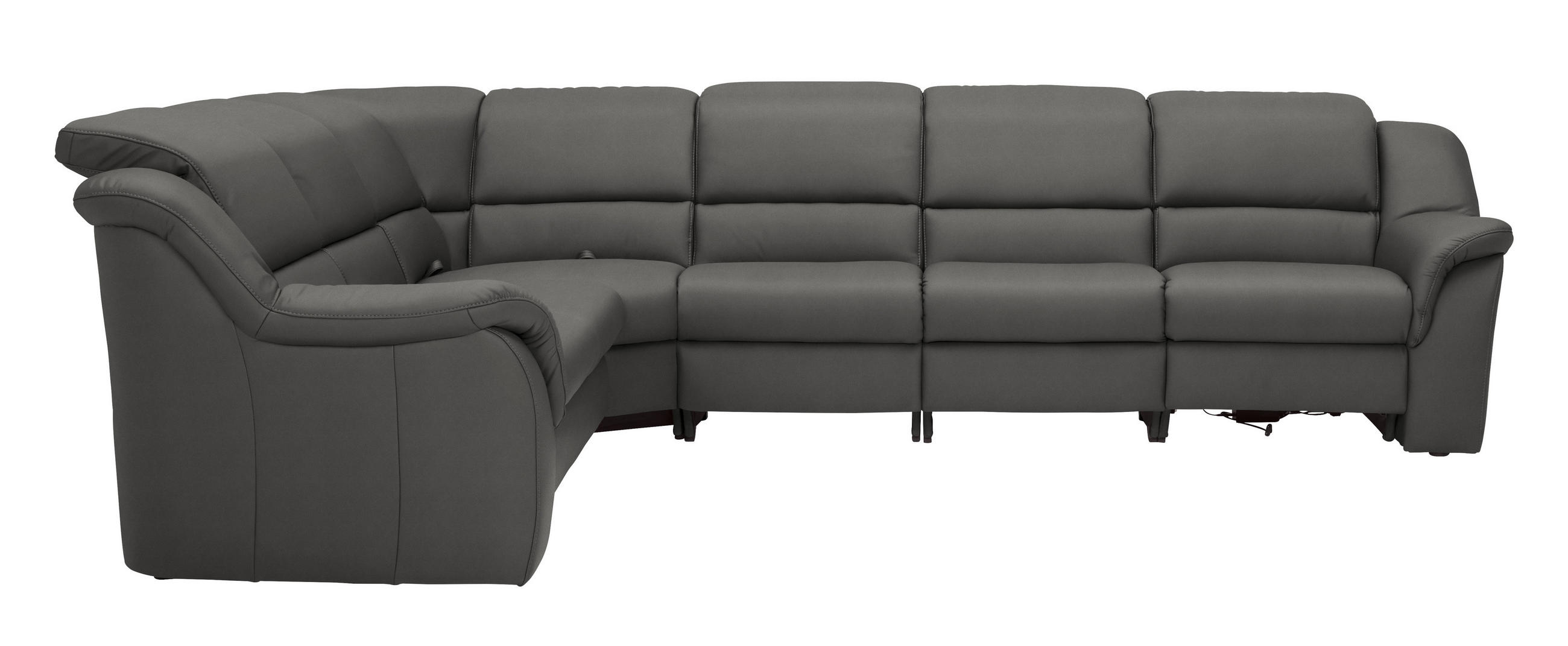 ECKSOFA  in Echtleder Dunkelgrau  260/324 cm  - Dunkelgrau/Schwarz, KONVENTIONELL, Leder/Kunststoff (260/324cm) - Cantus