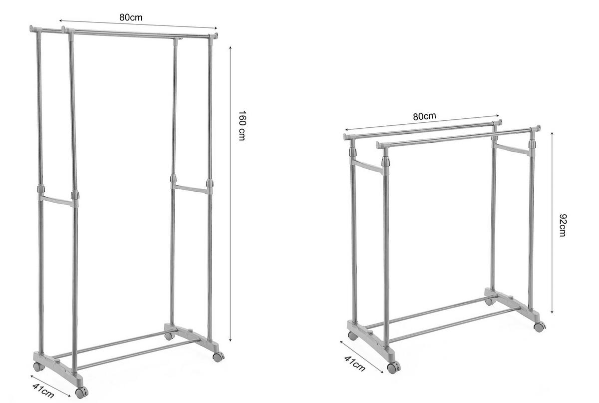 KLEIDERWAGEN in Schwarz 80/90-160/41 cm   - Schwarz, Basics, Kunststoff/Metall (80/90-160/41cm) - Boxxx