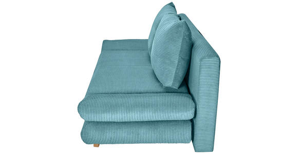 SCHLAFSOFA mit Schlafen auf Sitzhöhe, haustierfreundlicher Bezug Cord Türkis - Türkis/Buchefarben, KONVENTIONELL, Holz/Textil (200/75/85cm) - Carryhome