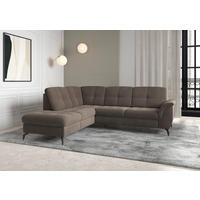 ECKSOFA ZORA E Dunkelbraun Flachgewebe  - Dunkelbraun/Schwarz, MODERN, Textil/Metall (212/244cm) - Sit & More