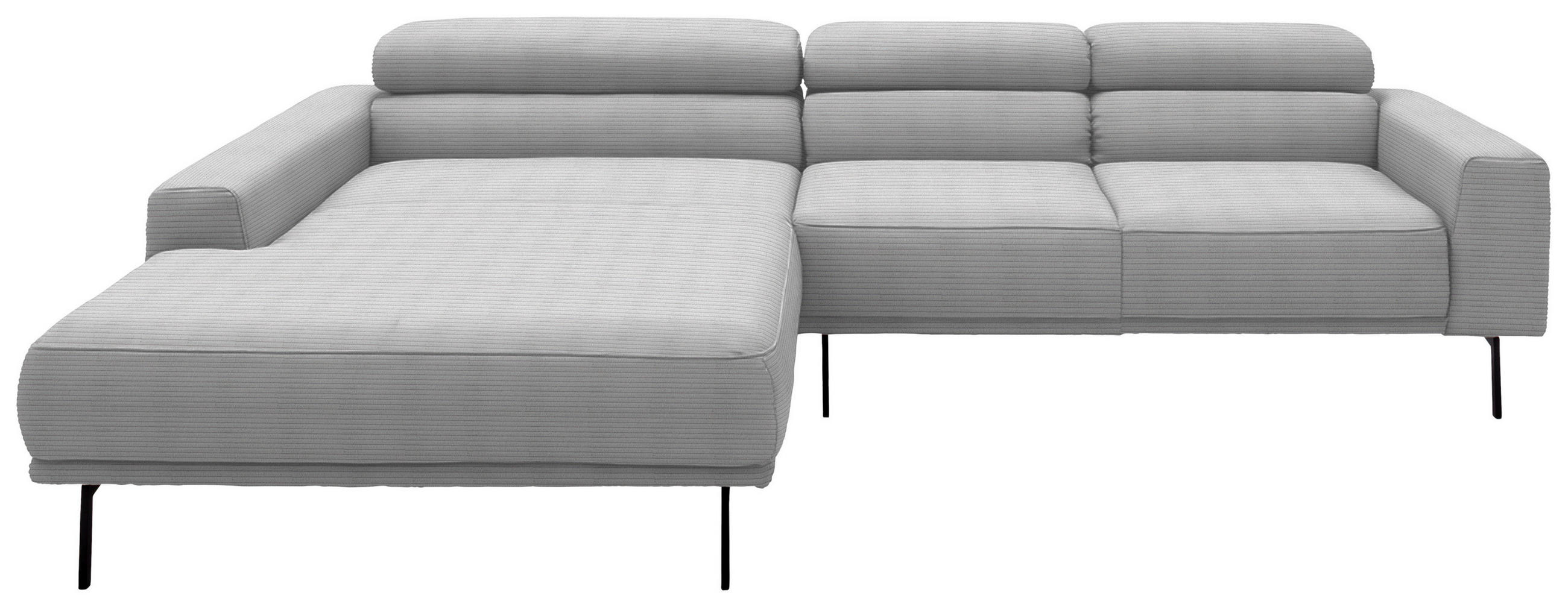 ECKSOFA Cord Hellgrau  - Hellgrau/Schwarz, Design, Textil/Metall (215-217/293cm) - Schöner Wohnen