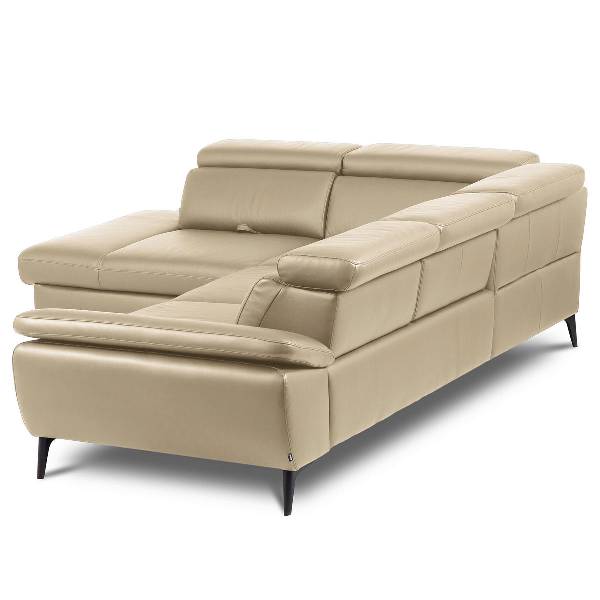 ECKSOFA  in Lederlook Echtleder Hellgrau  220/274 cm  - Hellgrau/Schwarz, Design, Leder/Textil (220/274cm) - Livetastic