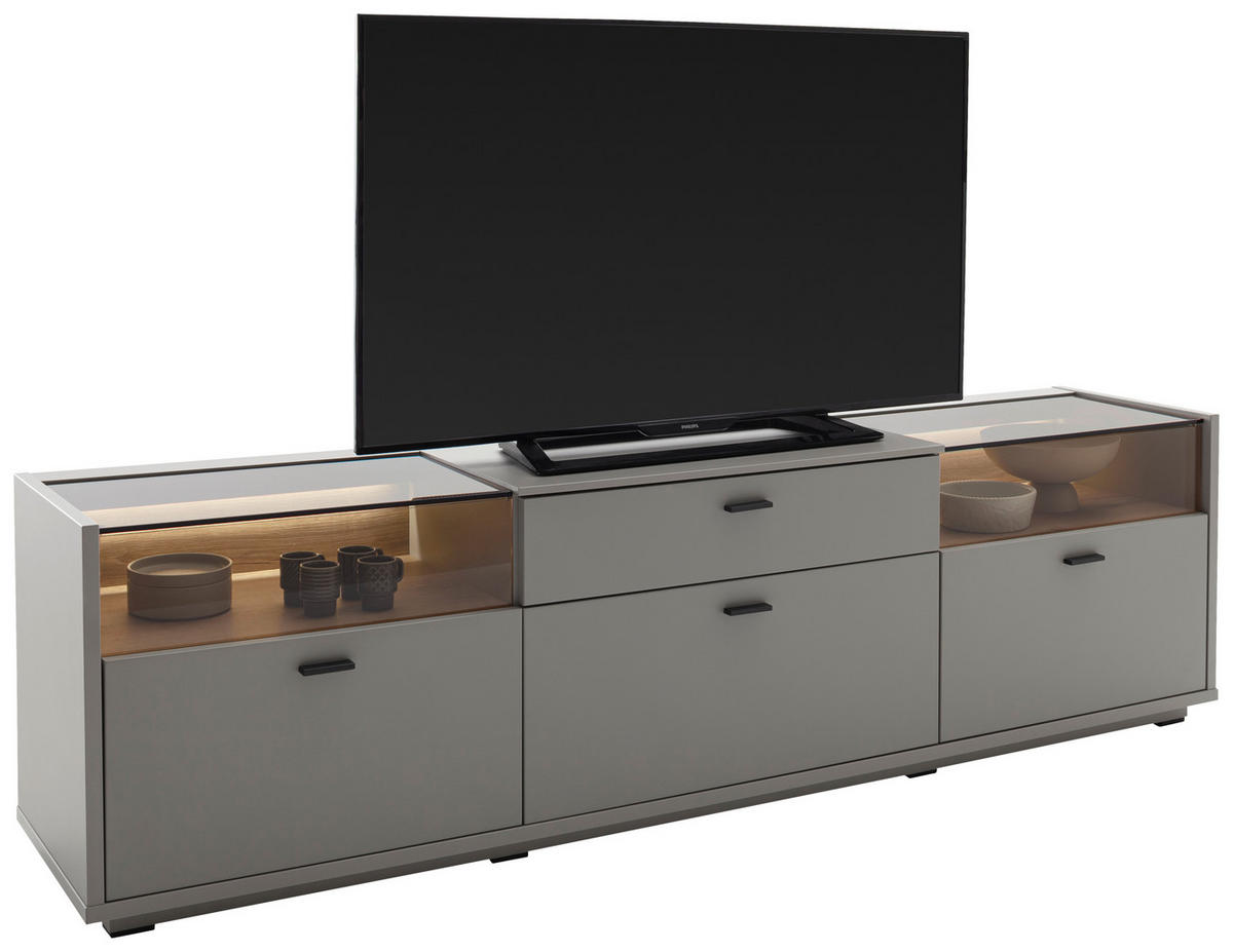 NISKA KOMODA   200/56/44 cm   siva   - siva/antracit, Design, drvni materijal/metal (200/56/44cm) - Stylife