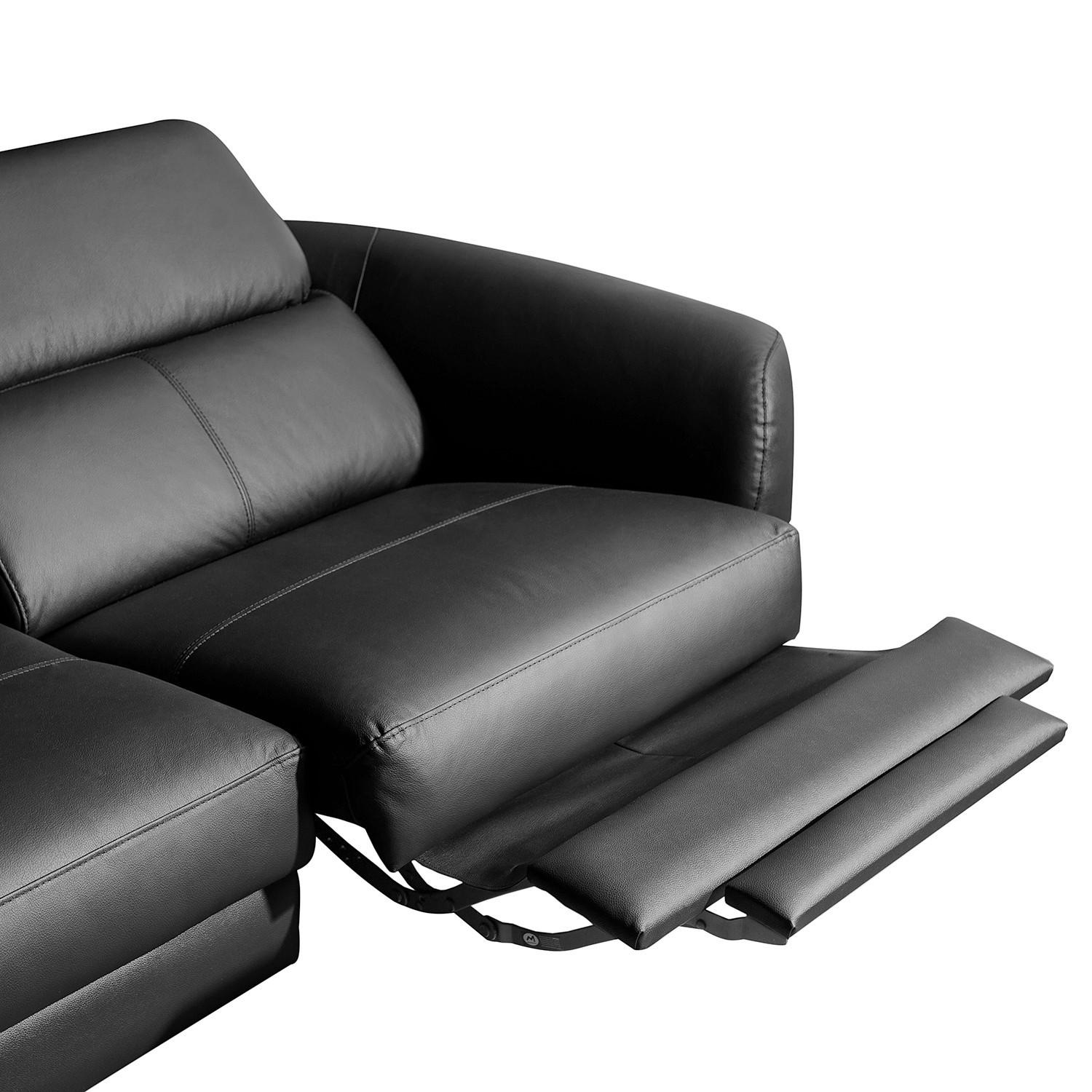 ECKSOFA Schwarz Echtleder Lederlook  - Schwarz, Design, Leder/Textil (183/261cm) - Livetastic
