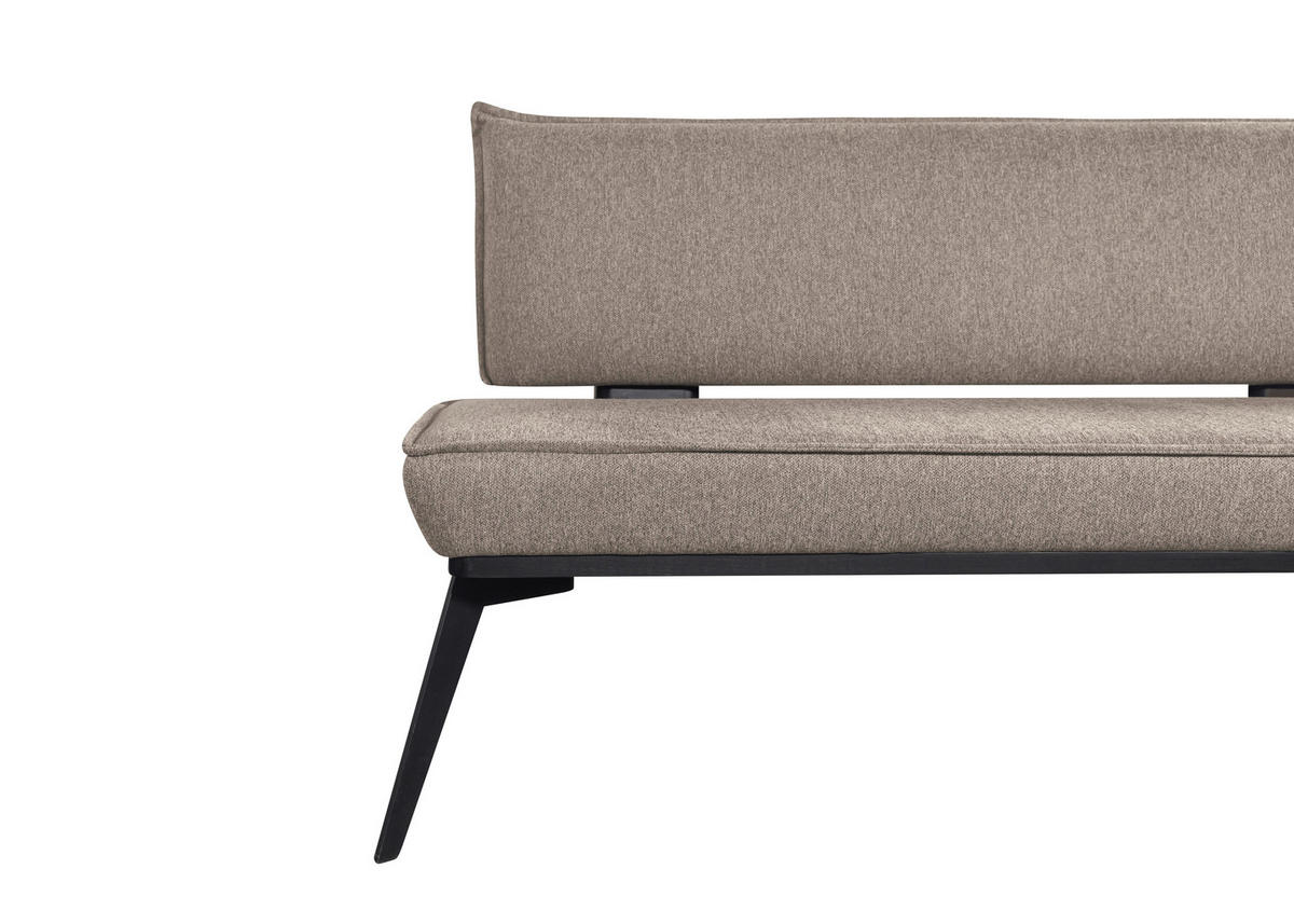 SITZBANK 153/90/65 cm Webstoff Schwarz, Taupe Buche massiv  - Taupe/Schwarz, Basics, Holz/Textil (153/90/65cm) - Carryhome