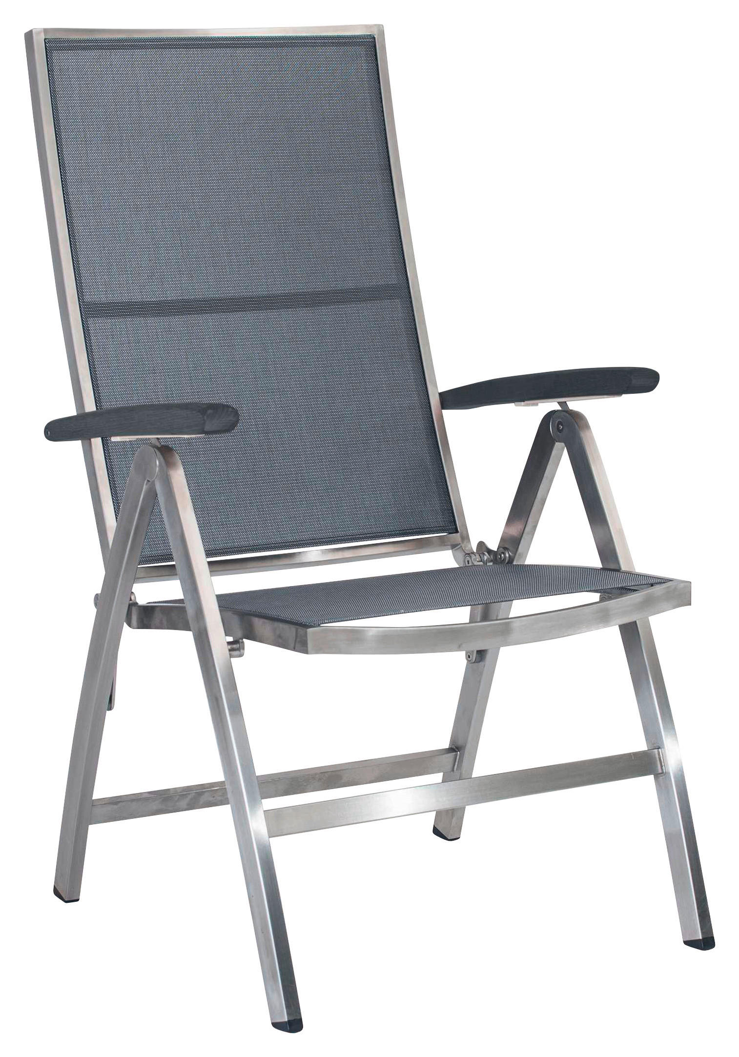 GARTENKLAPPSESSEL Edelstahl Anthrazit, Grau, Silberfarben  - Anthrazit/Silberfarben, Basics, Textil/Metall (60/110/69cm) - Stern