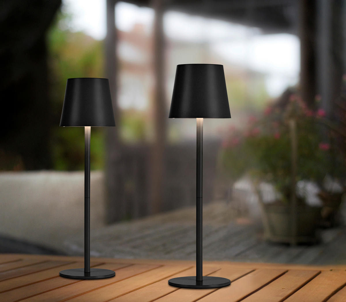 Akku-Tischleuchte 2er-Set 11/11/37,5 cm  - Schwarz, Design, Kunststoff/Metall (11/11/37,5cm) - Just Light