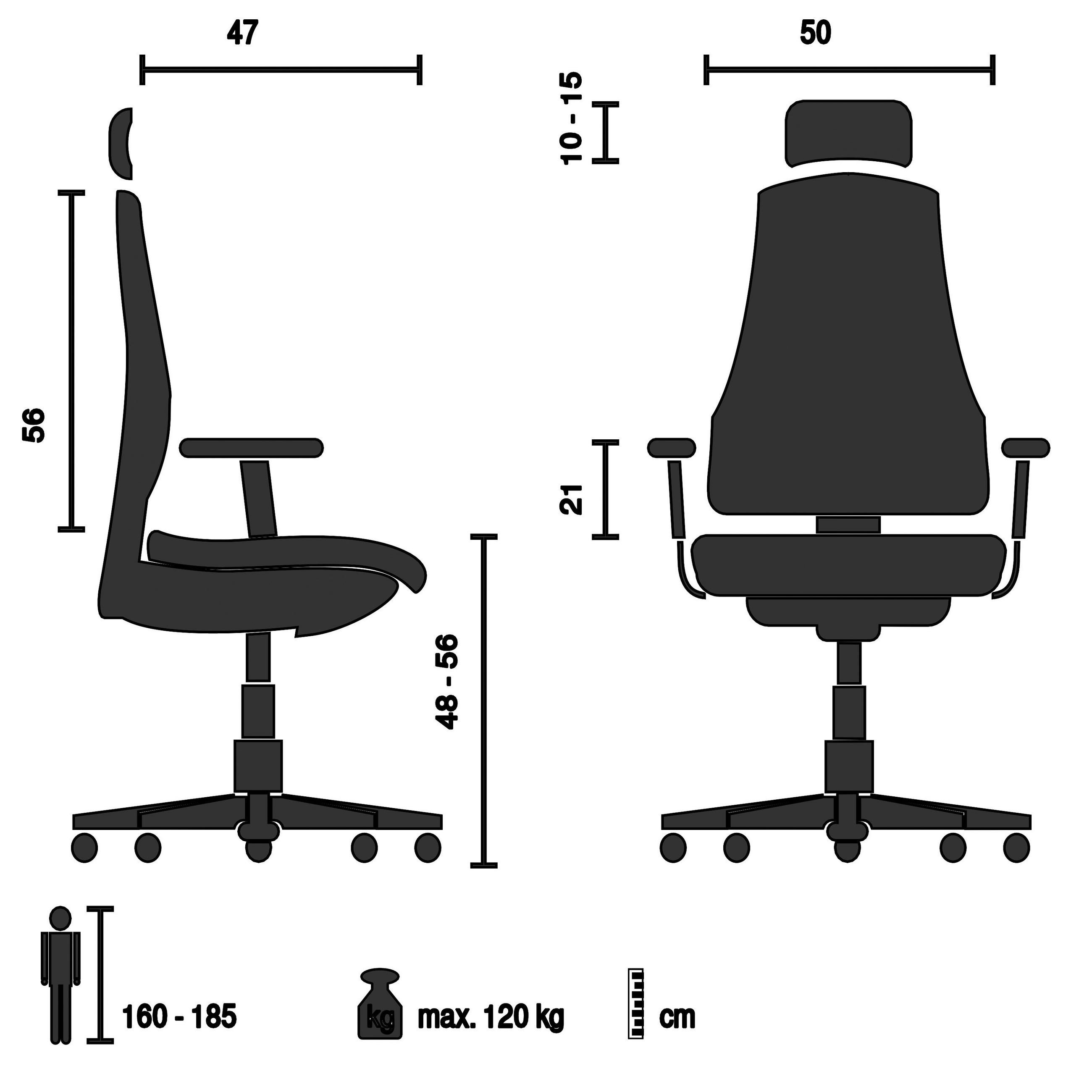 DREHSTUHL Schwarz  - Schwarz, MODERN, Kunststoff/Textil (66cm) - MID.YOU