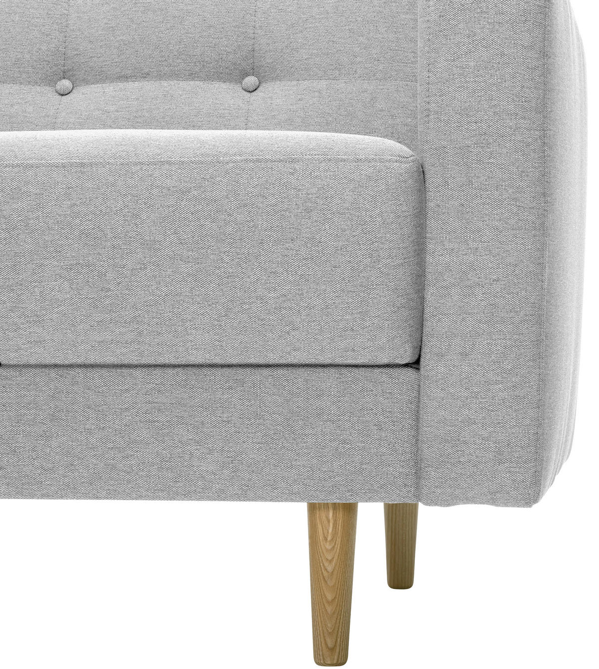3-SITZER-SOFA in Flachgewebe Hellgrau  - Eschefarben/Hellgrau, Modern, Holz/Textil (224/81/83cm) - Max Winzer