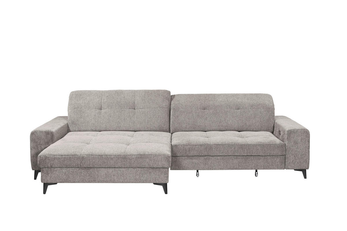 ECKSOFA Mikrovelours Taupe  - Taupe/Schwarz, Design, Kunststoff/Textil (182/328cm) - MID.YOU
