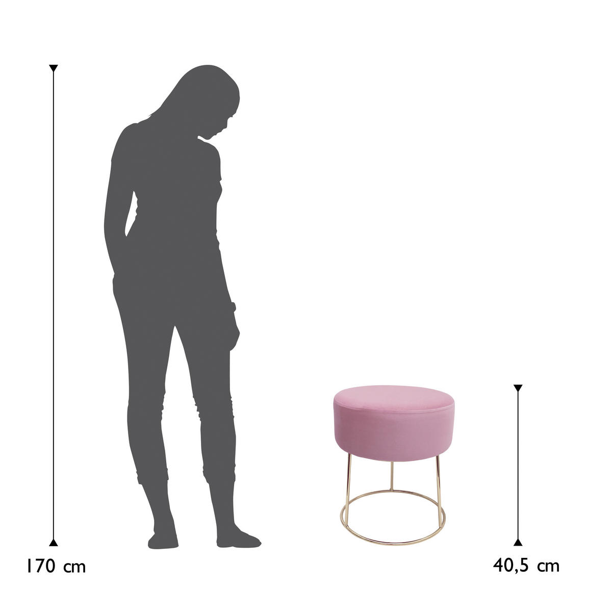 HOCKER Samt Rosa  - Goldfarben/Rosa, Design, Textil/Metall (35,5/40,5/35,5cm) - Echtwerk