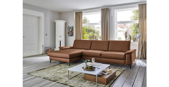 ECKSOFA in Echtleder Braun 176/334 cm - Schwarz/Braun, Design, Leder/Metall (176/334cm) - Dieter Knoll