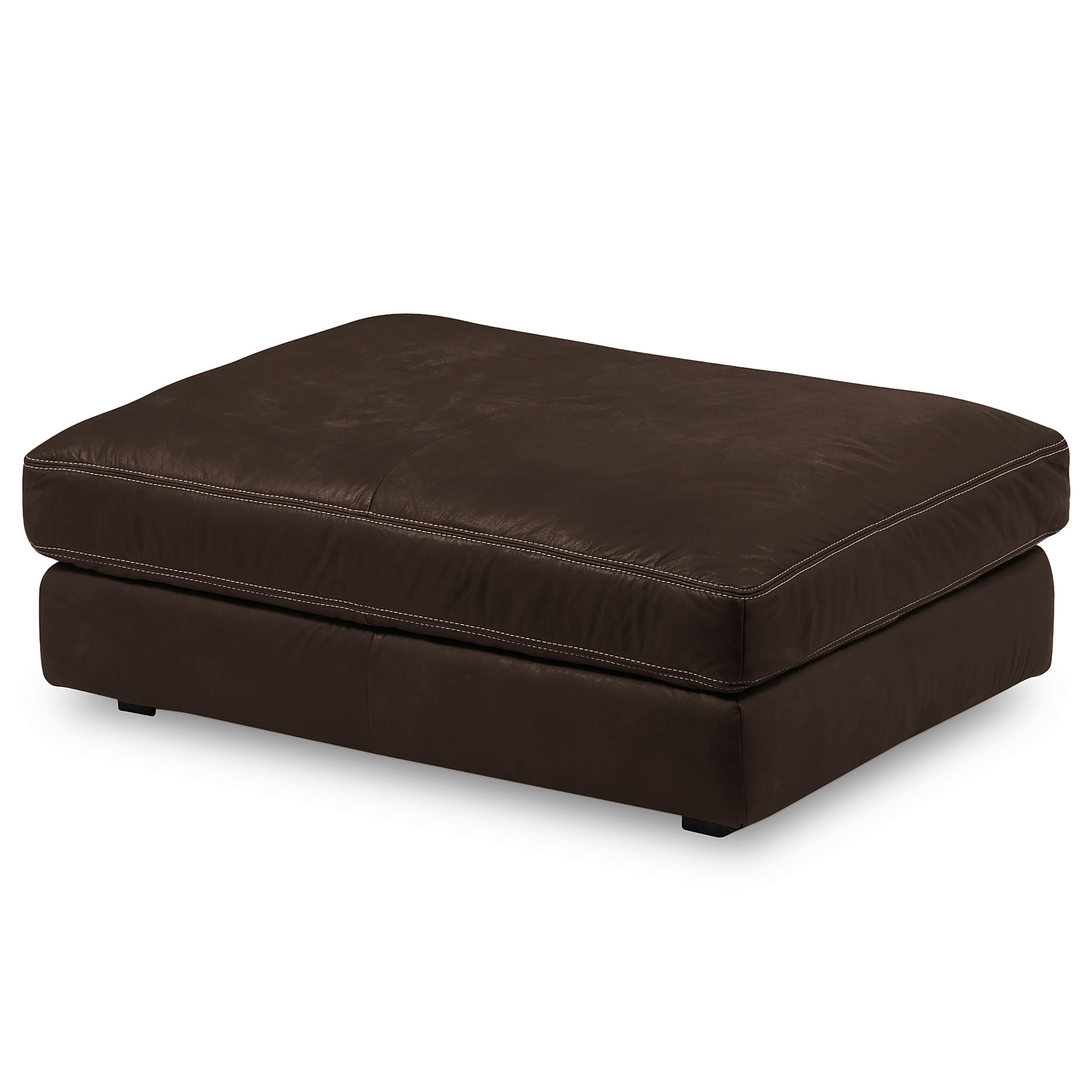 HOCKER in Leder Dunkelbraun  - Dunkelbraun/Beige, Design, Leder/Kunststoff (123/45/93cm) - Livetastic