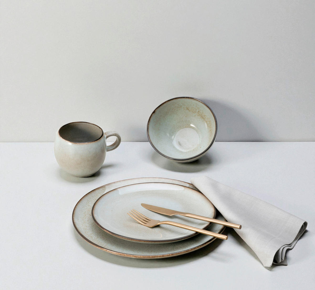 KOMBISERVICE Hellgrau Stone Town Grey 16-teilig 4 Personen  - Hellgrau, Basics, Keramik - Creatable