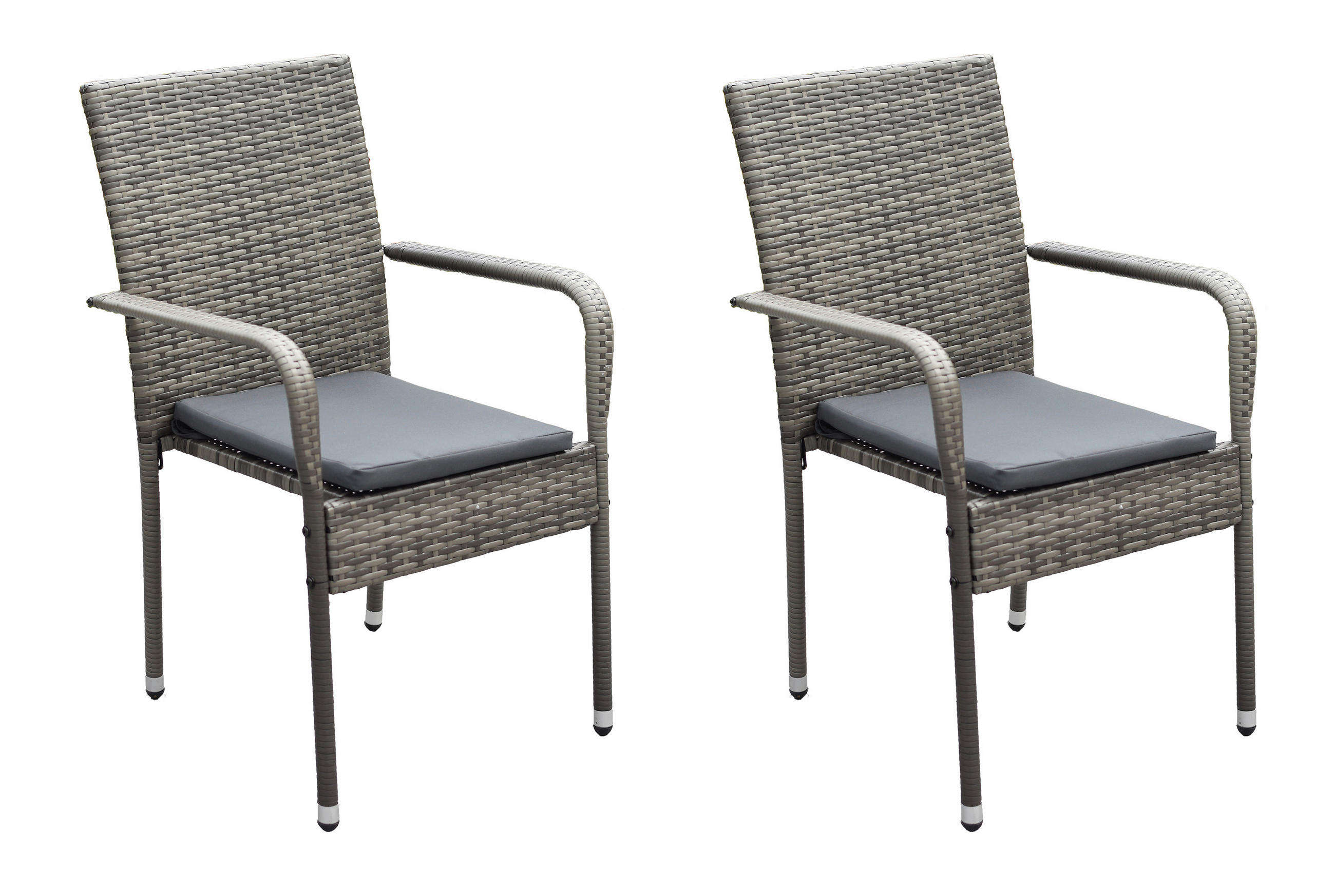 GARTENSESSEL-SET Metall, Kunststoff Grau  - Grau, KONVENTIONELL, Kunststoff/Textil (56/92/60,5cm) - Gardenson