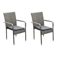 GARTENSESSEL-SET Metall, Kunststoff Grau  - Grau, KONVENTIONELL, Kunststoff/Textil (56/92/60,5cm) - Gardenson