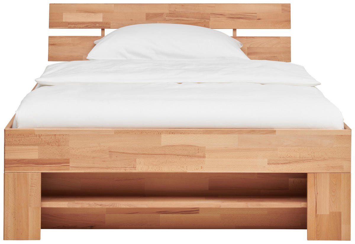 PAT CU SPAȚIU DE DEPOZITARE 180/200 cm  in culoare lemn fag   - culoare lemn fag, Natur, lemn (180/200cm) - Livetastic