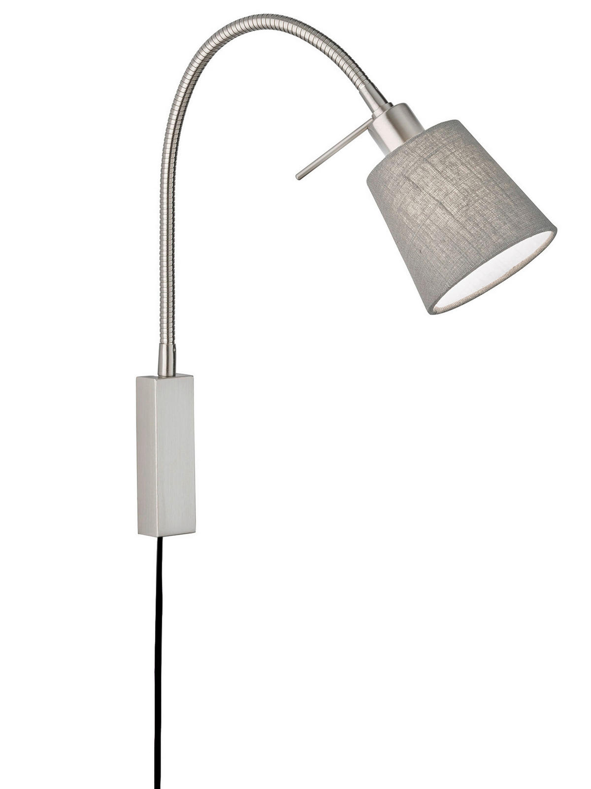 LÄSLAMPA 11/40 cm   - nickelfärgad/grå, Basics, metall/textil (11/40cm) - Fischer & Honsel