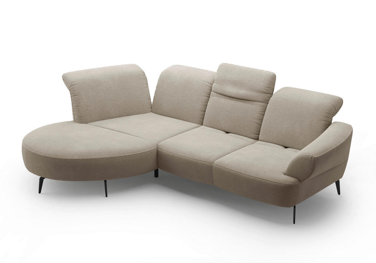 ECKSOFA DANCE E Beige Mikrofaser  - Beige/Schwarz, MODERN, Textil/Metall (208/313cm) - Sit & More