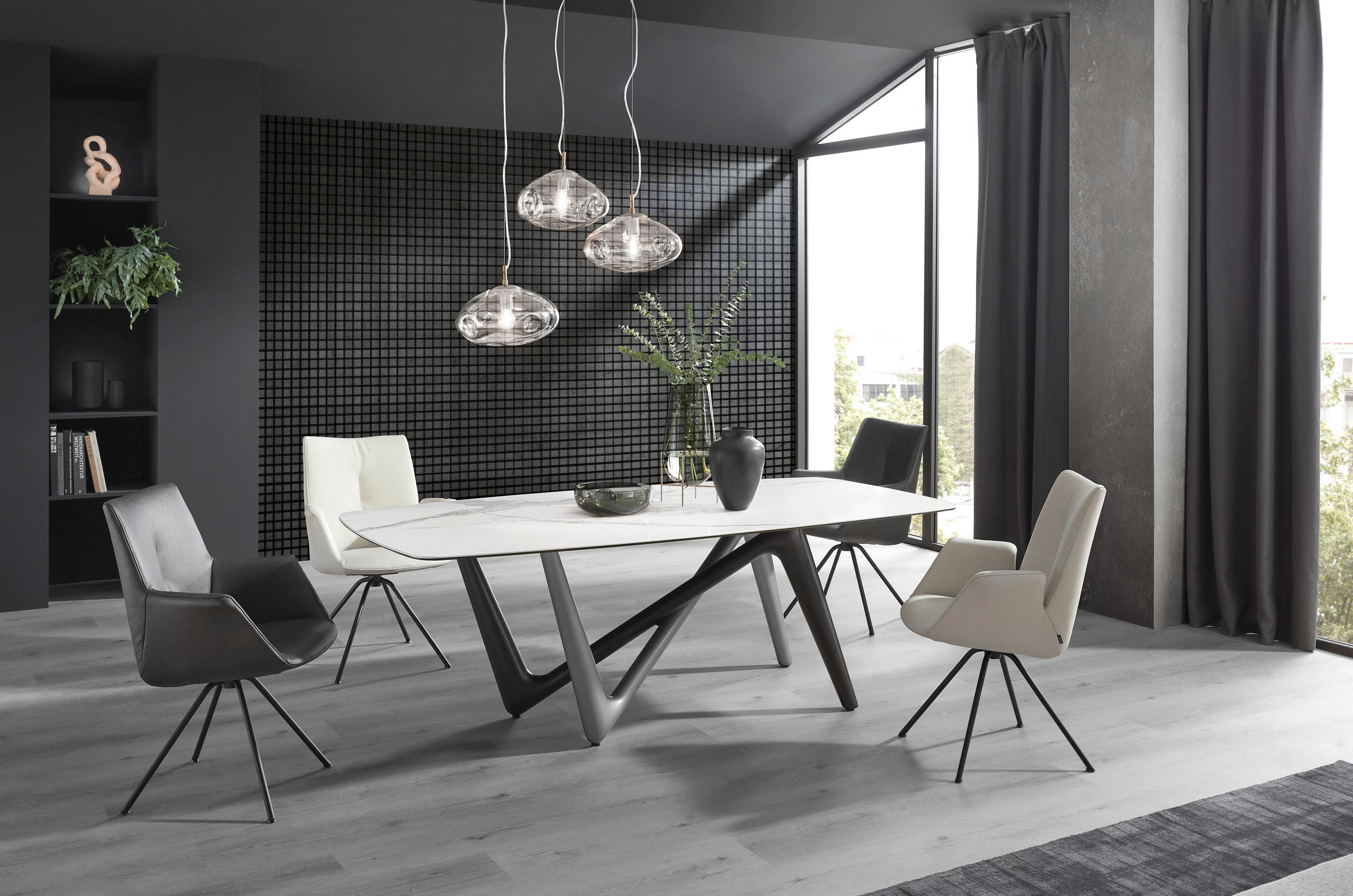 ESSTISCH in Kunststoff, Keramik 220/110/75 cm  - Anthrazit/Weiß, Design, Keramik/Kunststoff (220/110/75cm) - Dieter Knoll