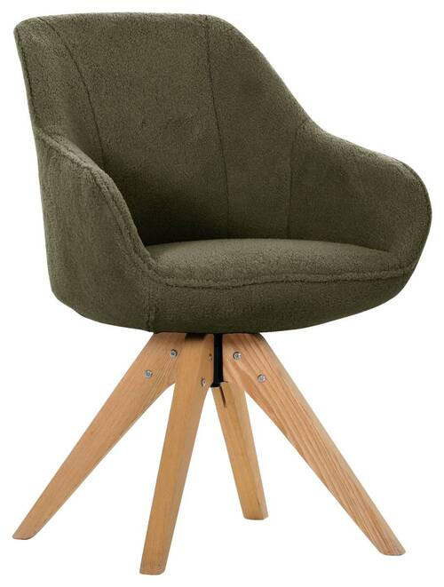 ARMLEHNSTUHL  in Bouclé, Teddystoff  - Dunkelgrün/Eichefarben, Design, Holz/Textil (60/83/65cm) - Landscape