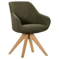 ARMLEHNSTUHL  in Bouclé, Teddystoff  - Dunkelgrün/Eichefarben, Design, Holz/Textil (60/83/65cm) - Landscape