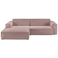 ECKSOFA in Feincord Altrosa  168/276 cm  - Schwarz/Altrosa, KONVENTIONELL, Kunststoff/Textil (168/276cm) - Hom`in
