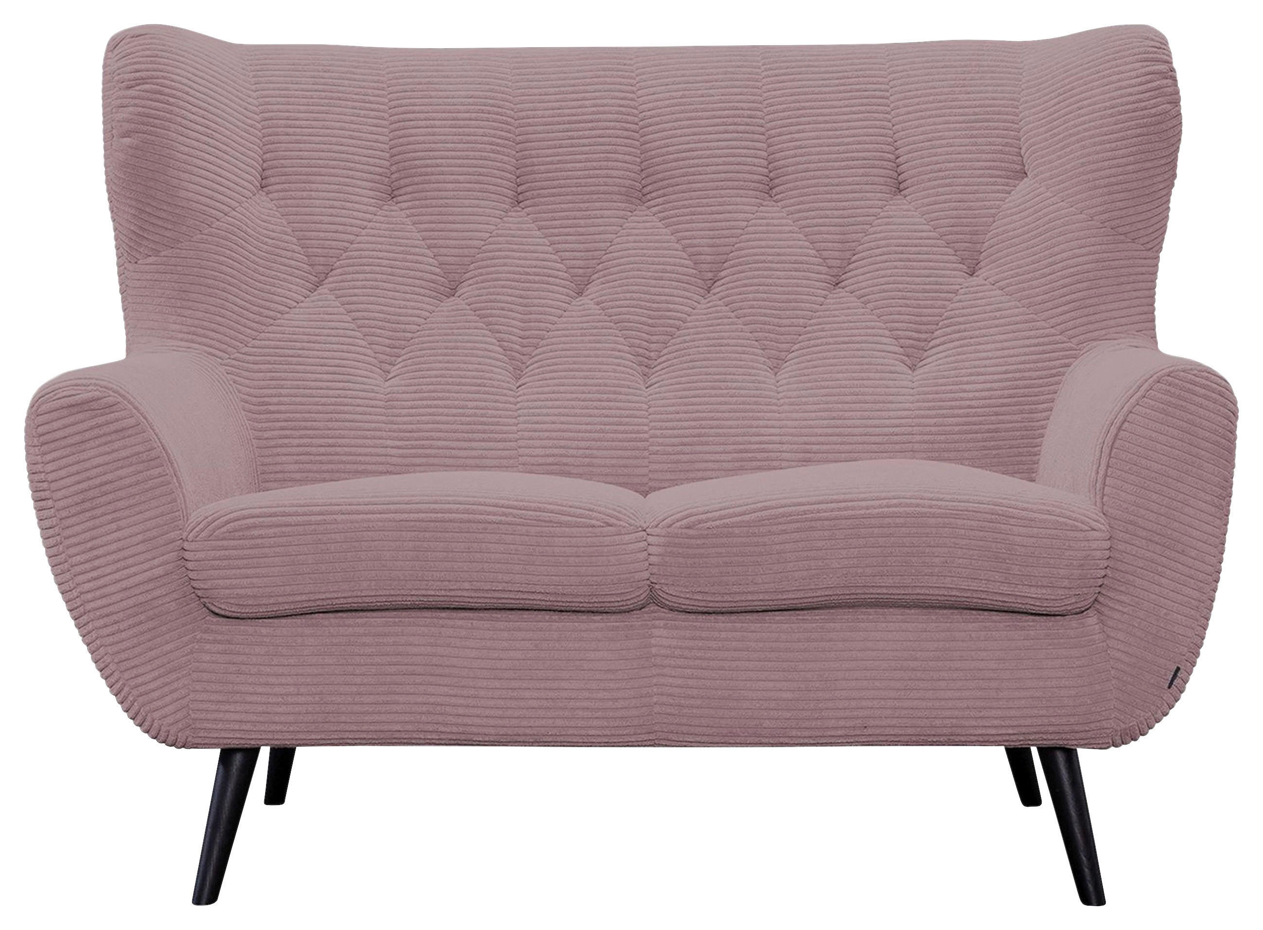 2-SITZER-SOFA Skagen in Cord Rosa  - Schwarz/Rosa, Design, Holz/Textil (137/101/95cm) - Stylife