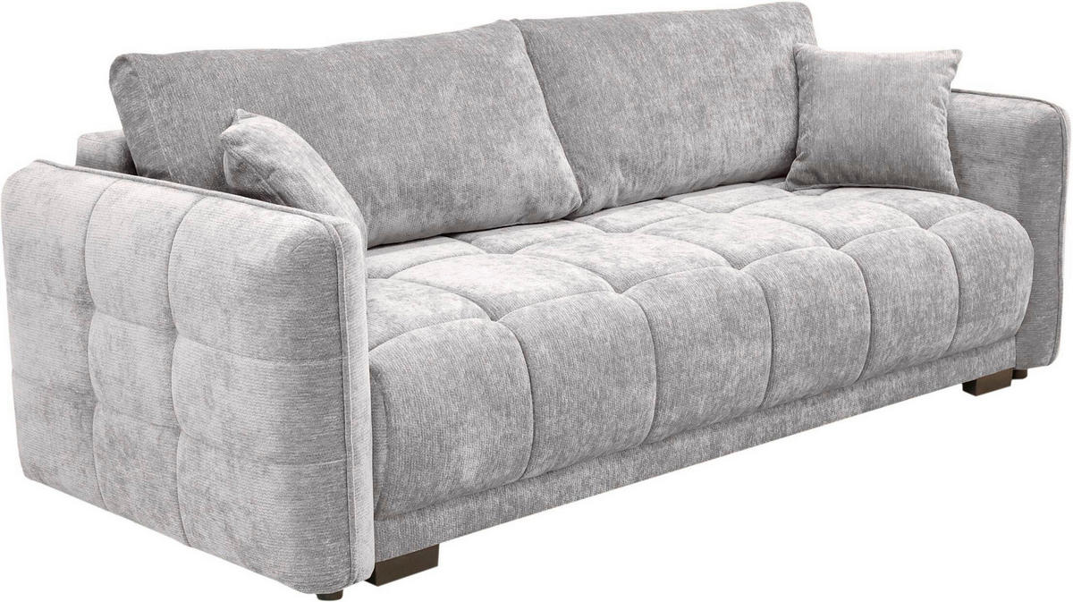 BOXSPRINGSOFA Chenille Grau  inkl. Zierkissen, Rückenkissen, Bettkasten, Schlaffunktion  - Schwarz/Grau, KONVENTIONELL, Kunststoff/Textil (235/94/103cm) - Novel