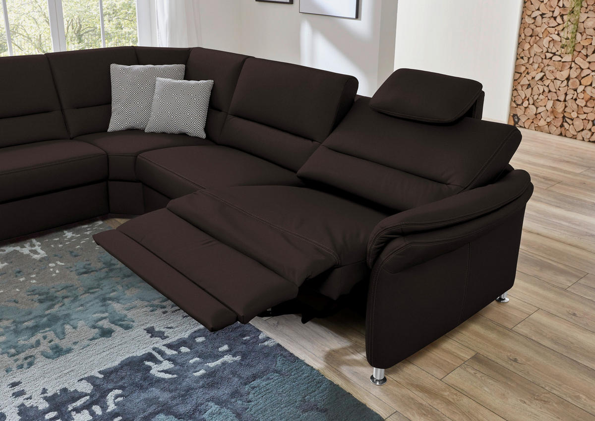 ECKSOFA in Echtleder Dunkelbraun  - Dunkelbraun/Beige, Design, Leder/Metall (249/288cm) - Beldomo Premium
