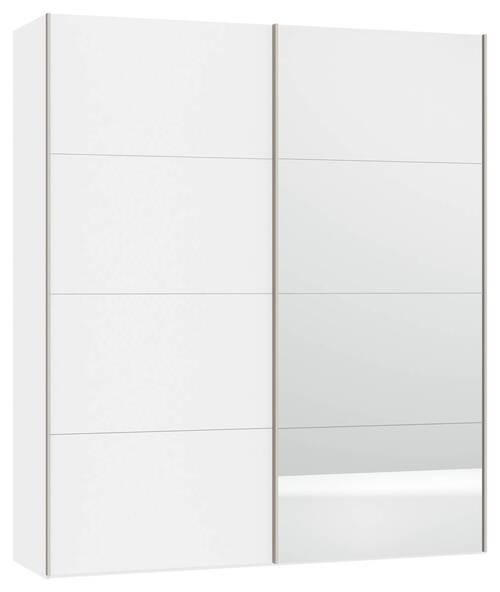 SCHWEBETÜRENSCHRANK 203/236/65 cm 2-türig Weiß  - Edelstahlfarben/Weiß, Design, Glas/Holzwerkstoff (203/236/65cm) - Boxxx