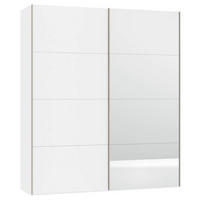 SCHWEBETÜRENSCHRANK 203/236/65 cm 2-türig Weiß  - Edelstahlfarben/Weiß, Design, Glas/Holzwerkstoff (203/236/65cm) - Boxxx