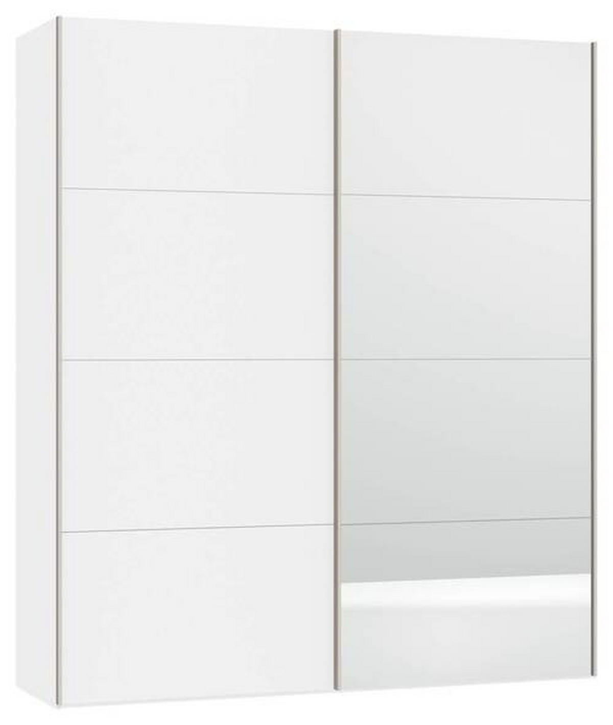 SCHWEBETÜRENSCHRANK 203/236/65 cm 2-türig Weiß  - Edelstahlfarben/Weiß, Design, Glas/Holzwerkstoff (203/236/65cm) - Boxxx