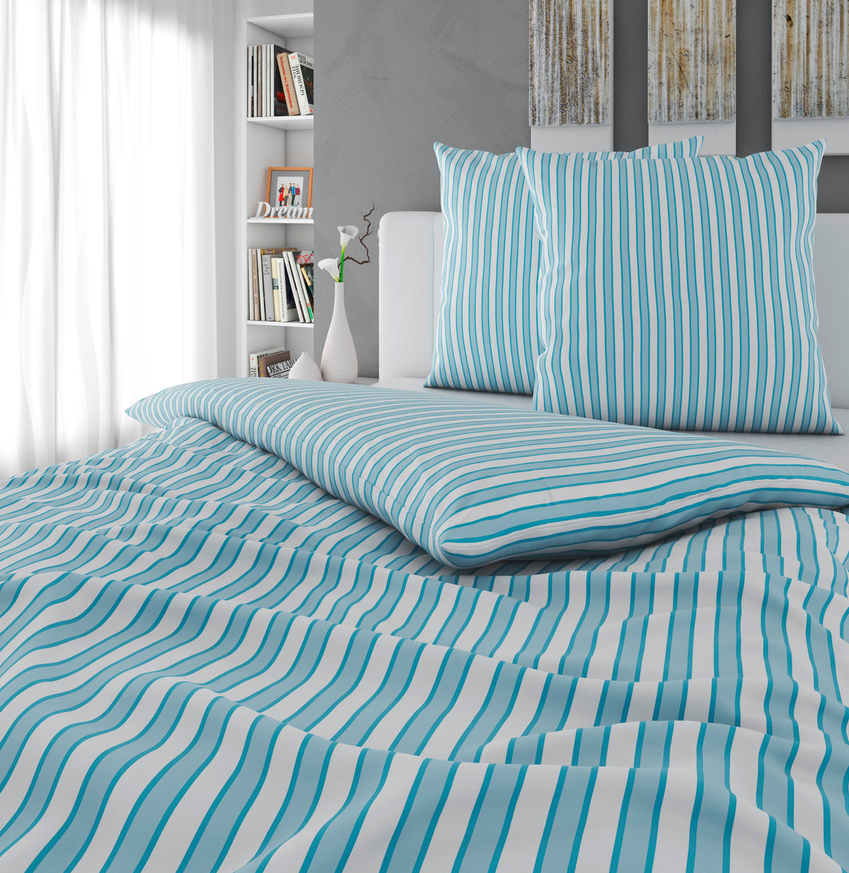 BETTWÄSCHE Renforcé 200/200 cm  - Weiß/Grau, Textil (200/200cm) - Novel