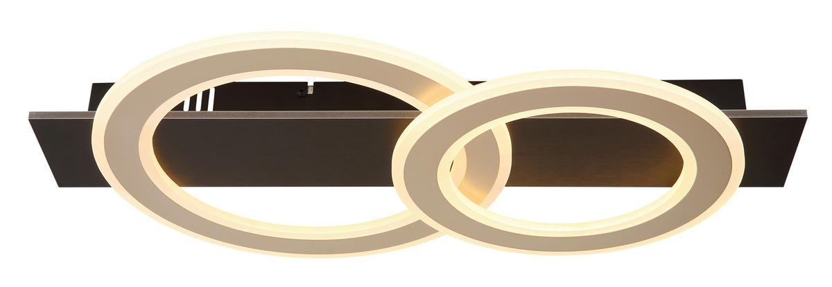 LED-DECKENLEUCHTE    63/35/7 cm  - Champagner/Dunkelbraun, Design, Holzwerkstoff/Kunststoff (63/35/7cm) - Globo