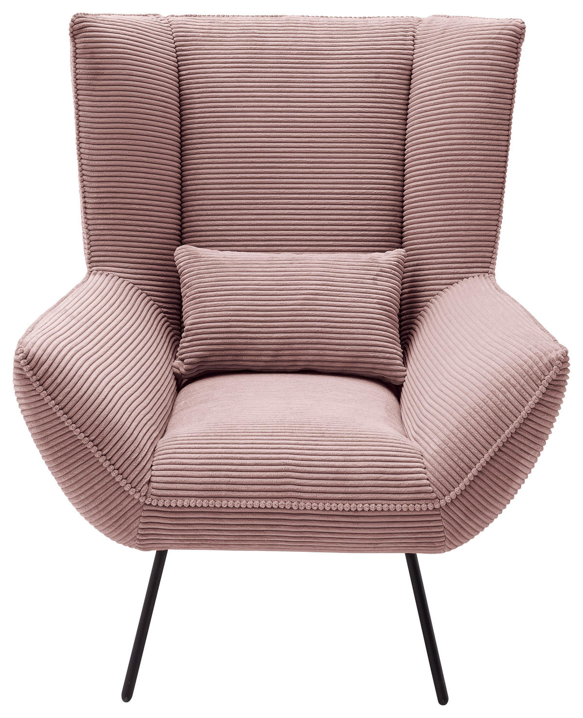 SESSEL in Cord Rosa  - Schwarz/Rosa, Design, Textil/Metall (90/112/94cm) - Pure Home Lifestyle