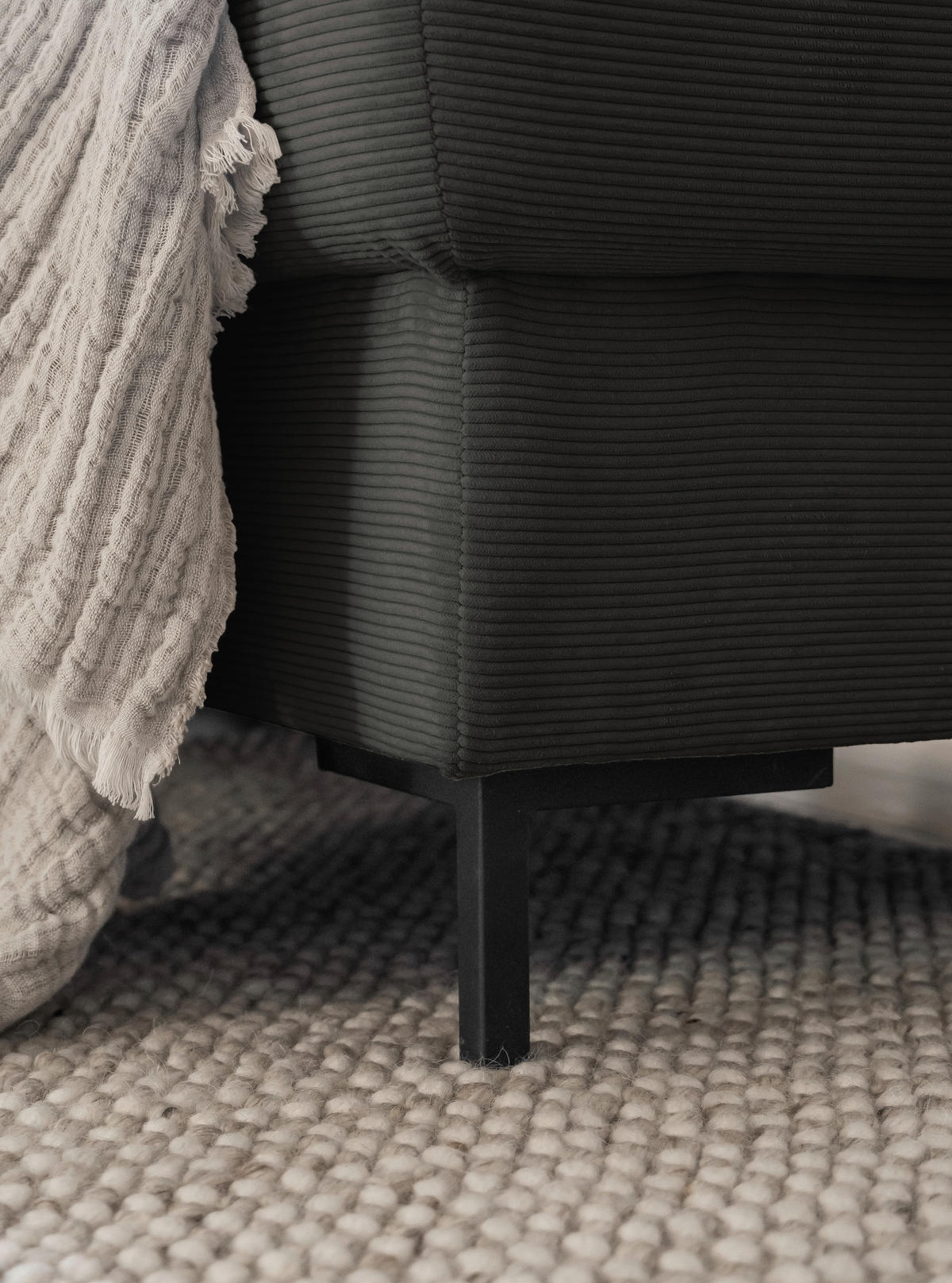 WOHNLANDSCHAFT in Cord Grau  - Schwarz/Grau, Design, Textil/Metall (197/303/148cm) - MID.YOU