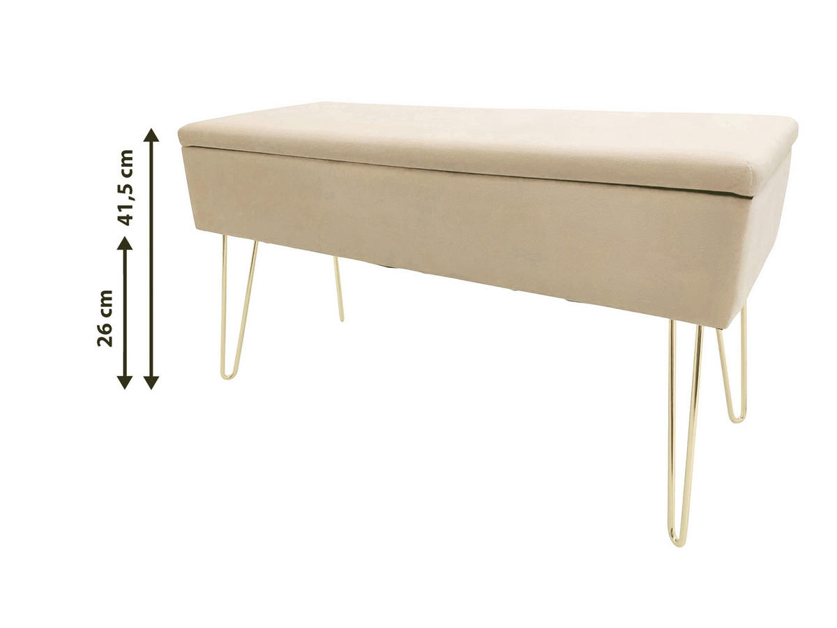 LAVICA S ÚLOŽNÝM PRIESTOROM, textil, 75/42/30 cm - biela, Design, kov/textil (75/42/30cm) - Echtwerk