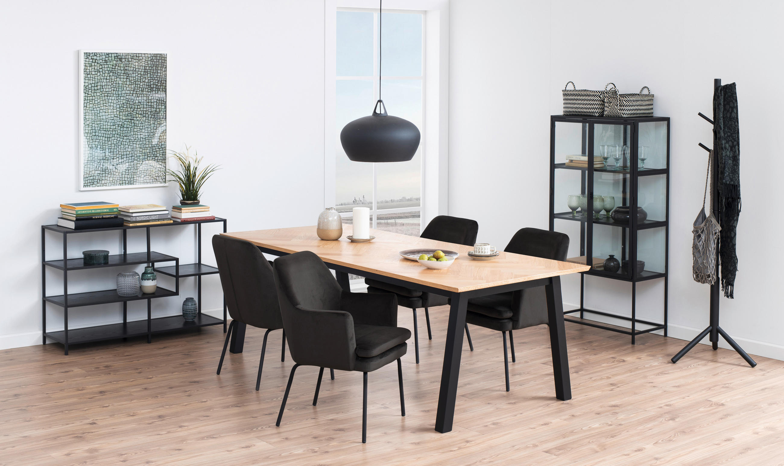 ESSTISCH in Holz, Holzwerkstoff 220/95/75 cm  - Eichefarben/Schwarz, Design, Holz/Holzwerkstoff (220/95/75cm) - Livetastic