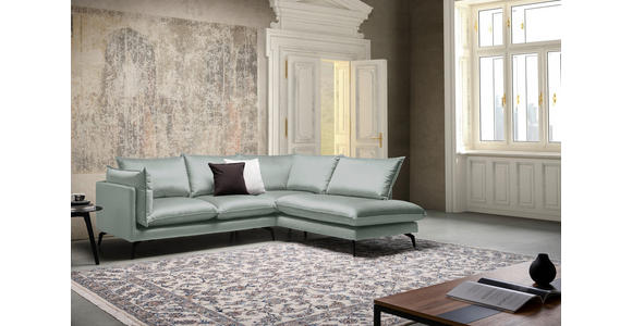 ECKSOFA in Samt Hellgrau 241/200 cm - Hellgrau/Schwarz, Design, Textil/Metall (241/200cm) - Carryhome