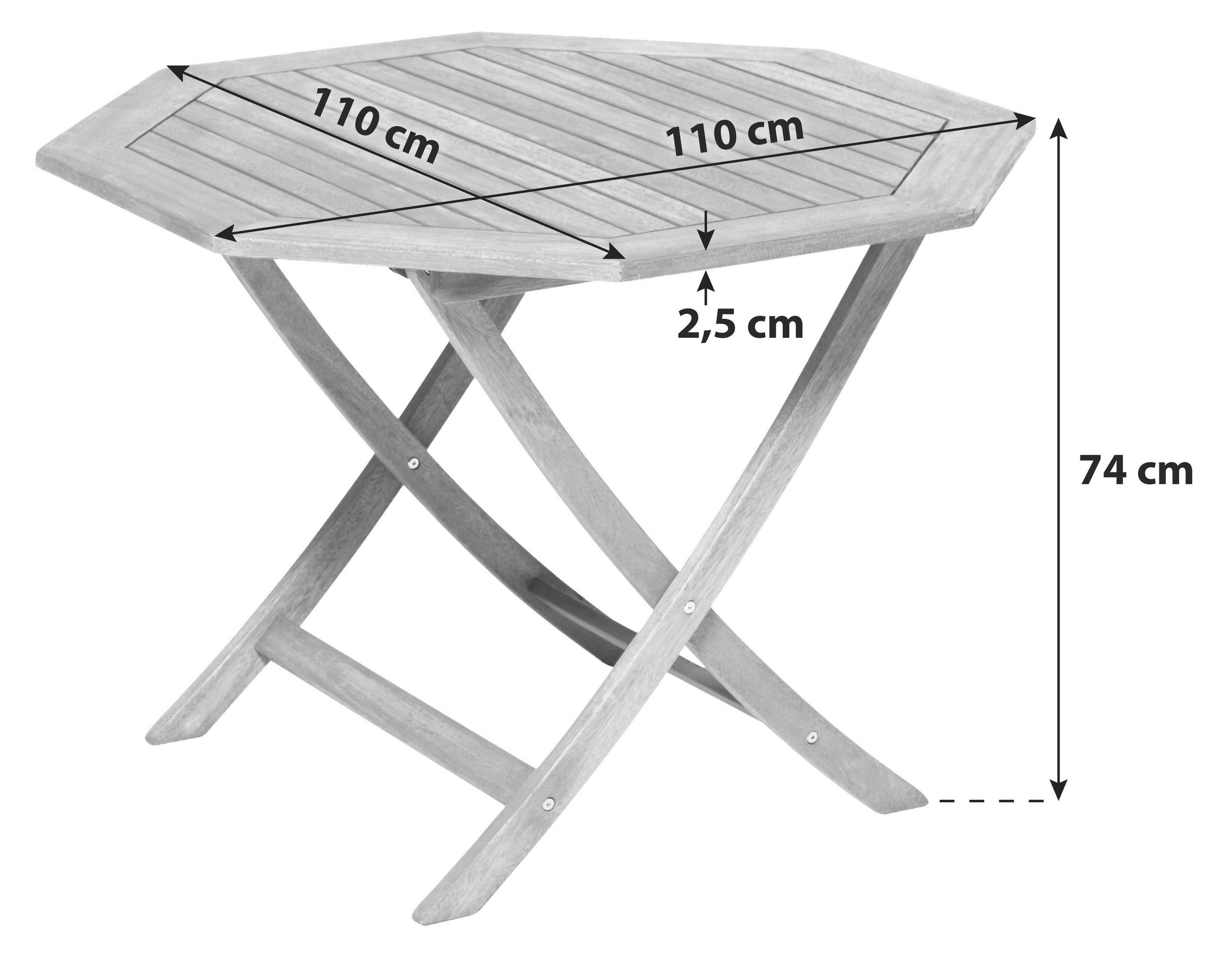 GARTENKLAPPTISCH Holz rund  - Naturfarben, KONVENTIONELL, Holz (110/74/110cm) - Gardenson
