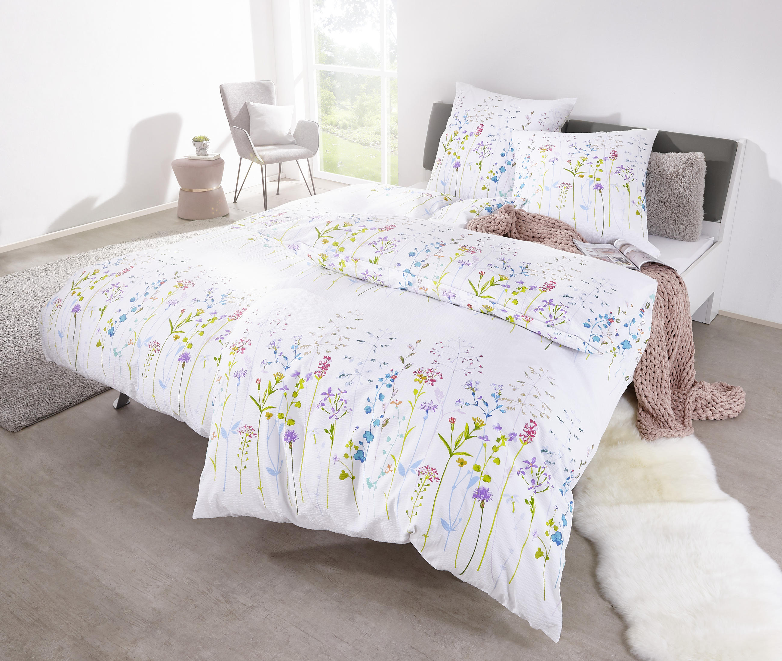 BETTWÄSCHE 135/200 cm Tango Seersucker  - Multicolor/Weiß, Natur, Textil (135/200cm) - Janine