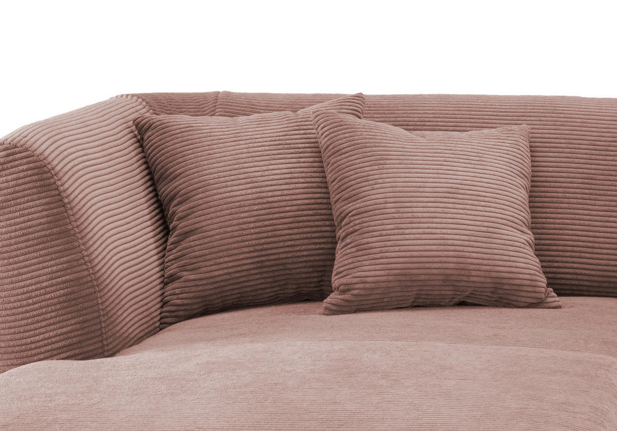 ECKSOFA Rosa Cord  - Schwarz/Rosa, MODERN, Holz/Textil (160/264cm) - MID.YOU