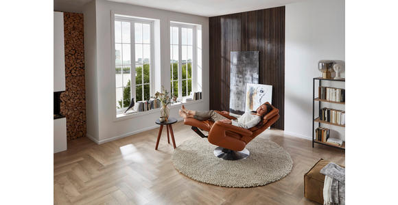 RELAXSESSEL in Leder Braun - Edelstahlfarben/Braun, Design, Leder/Metall (78/112/85cm) - Cantus
