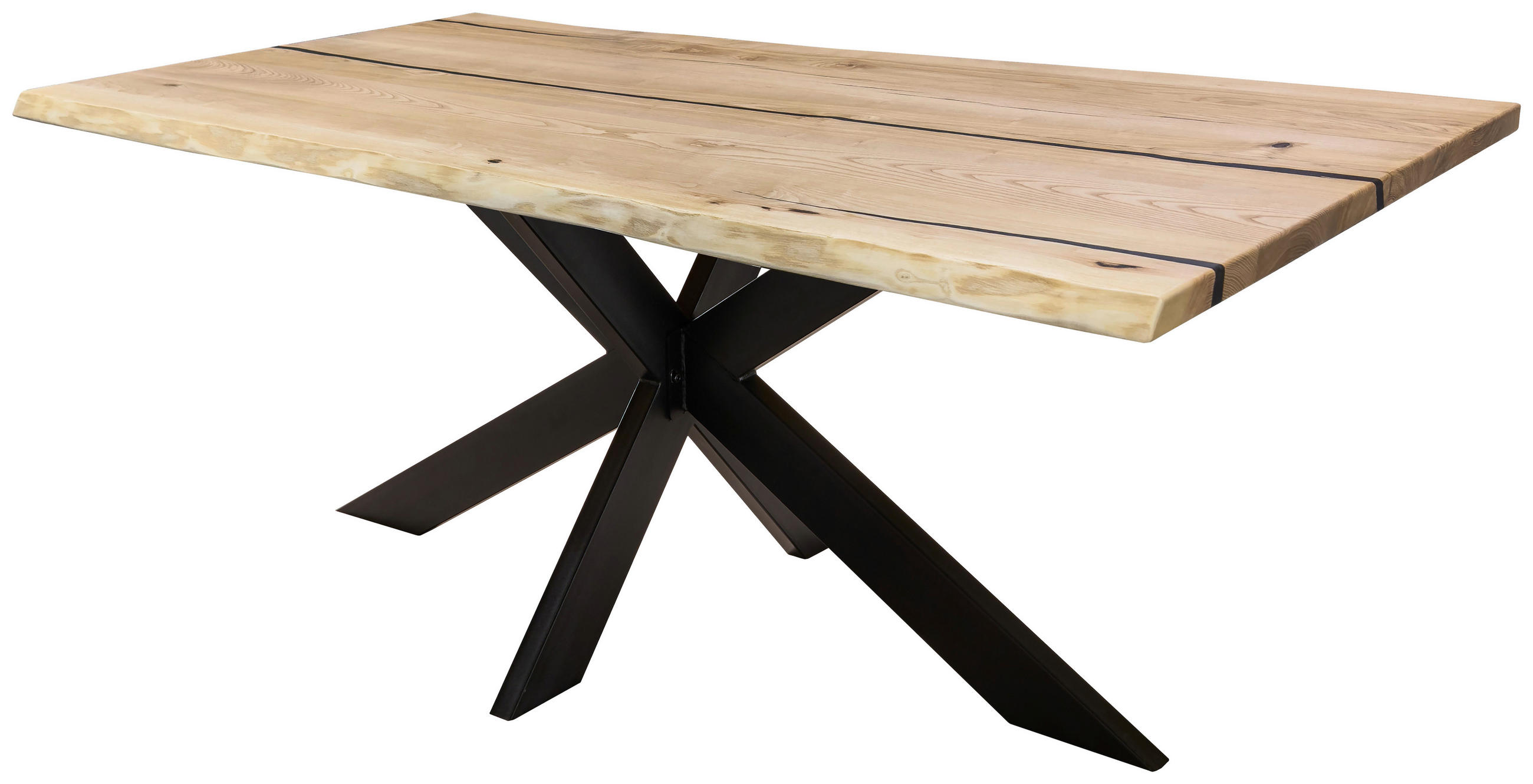 ESSTISCH in Holz, Metall 200/100/75 cm  - Eschefarben/Schwarz, LIFESTYLE, Holz/Metall (200/100/75cm) - Linea Natura